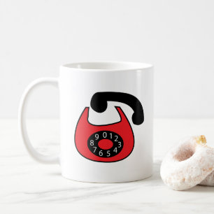 Black Red Telephone Old Phone  Coffee Mug