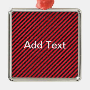 Black Red Thin Diagonal Stripes Metal Tree Decoration