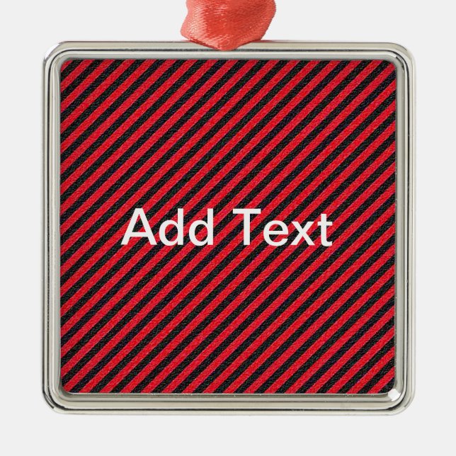 Black Red Thin Diagonal Stripes Metal Tree Decoration (Front)