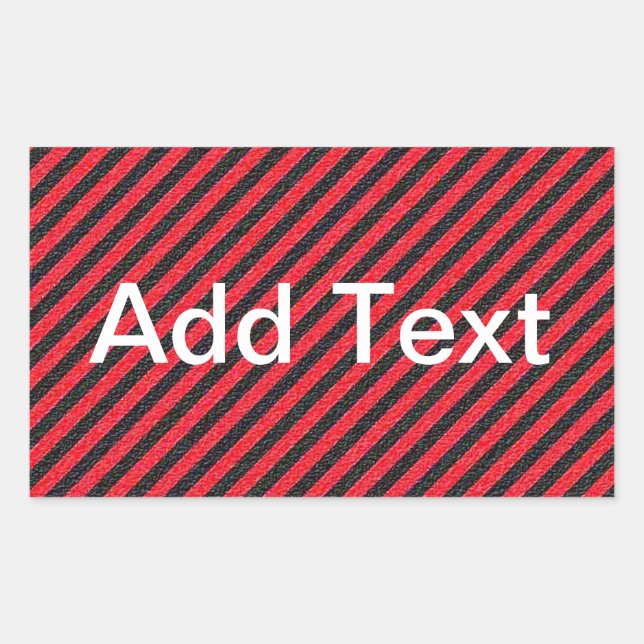 Black Red Thin Diagonal Stripes Rectangular Sticker (Front)