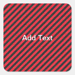 Black Red Thin Diagonal Stripes Square Sticker