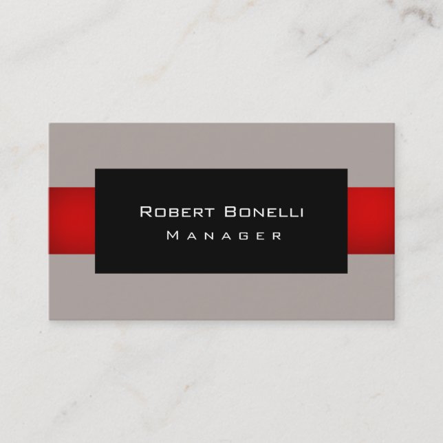 Black Red Unique Contemporary Plain Business Card (Front)