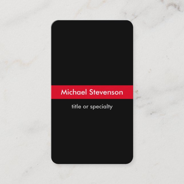Black Red Vertical Round Consultant Business Card (Front)