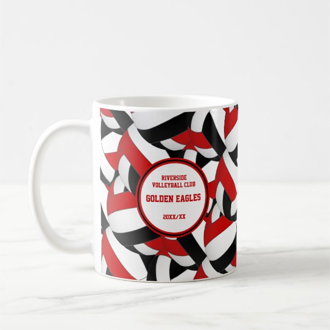 black red volleyball team colours coach gift coffee mug (Left)