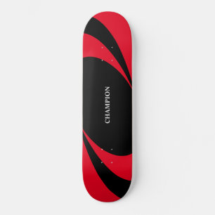 Black & red wavy lines skateboard