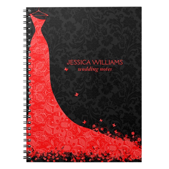 Black & Red Wedding Dress & Vintage Lace Notebook (Front)