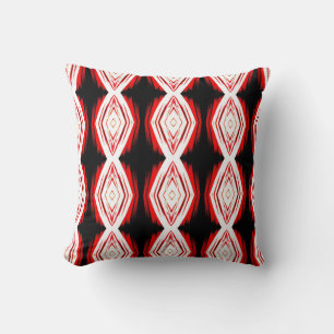 Black, red, white  abstract pattern solid back cushion