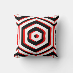 Black, red, white  abstract pattern solid back cushion