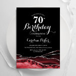 Black Red White Agate 70th Birthday Invitation<br><div class="desc">Black,  red,  white and silver agate 70th birthday party invitation. Elegant modern design featuring watercolor agate marble geode background,  faux glitter silver and typography script font. Trendy invite card perfect for a stylish women's bday celebration. Printed Zazzle invitations or instant download digital printable template.</div>