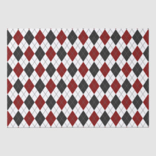 black red white argyle plaid tissue paper
