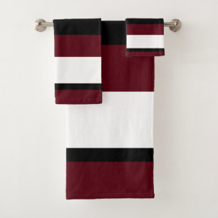 Black Red White Blocks Bath Towel Set