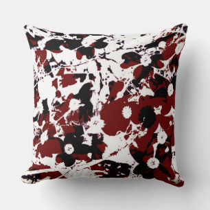 Black/Red/White Blossom Pillow-Design 1 Cushion