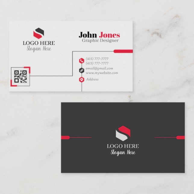 Black, Red & White Business Cards 15 Pack of 100 (Front/Back)