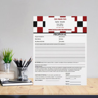 Black Red White Chequered Proposal Form Custom Letterhead