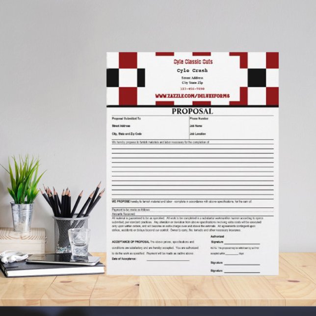 Black Red White Chequered Proposal Form Custom Letterhead (Creator Uploaded)