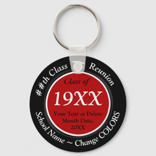 Black Red White Custom Class Reunion Gifts, Favors Key Ring