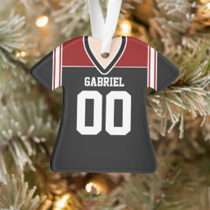 Black/Red/White Football Jersey Ornament