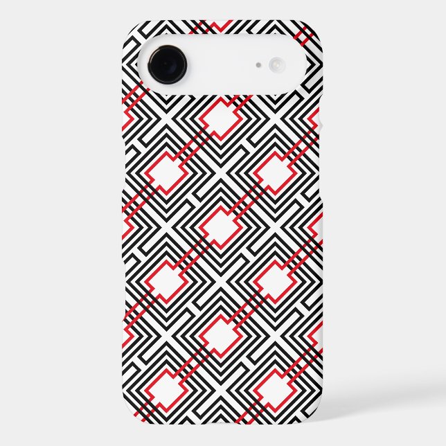 Black Red & White Geometric Case-Mate iPhone Case (Back)