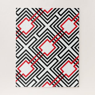 Black Red & White Geometric Jigsaw Puzzle