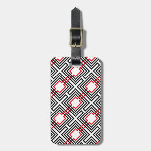Black Red & White Geometric Luggage Tag