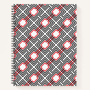 Black Red & White Geometric Notebook