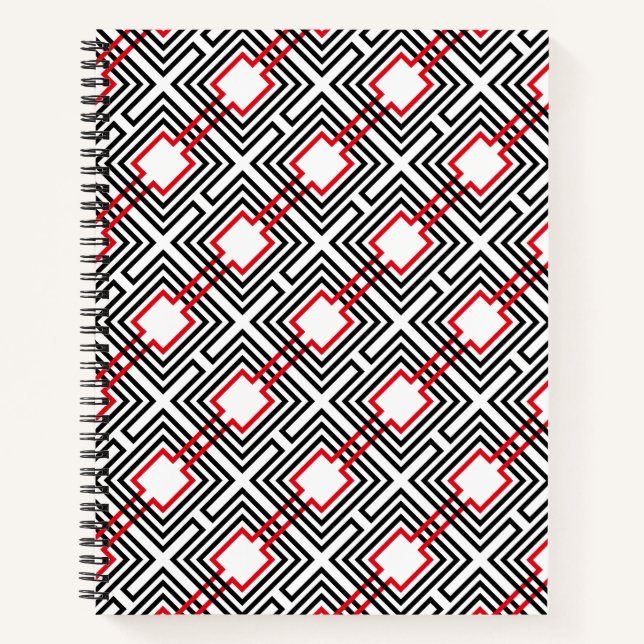 Black Red & White Geometric Notebook (Front)
