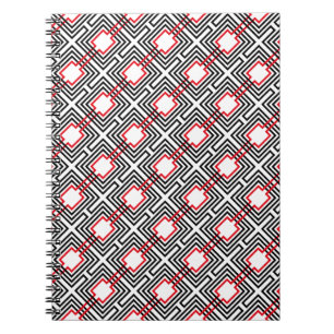 Black Red & White Geometric Notebook