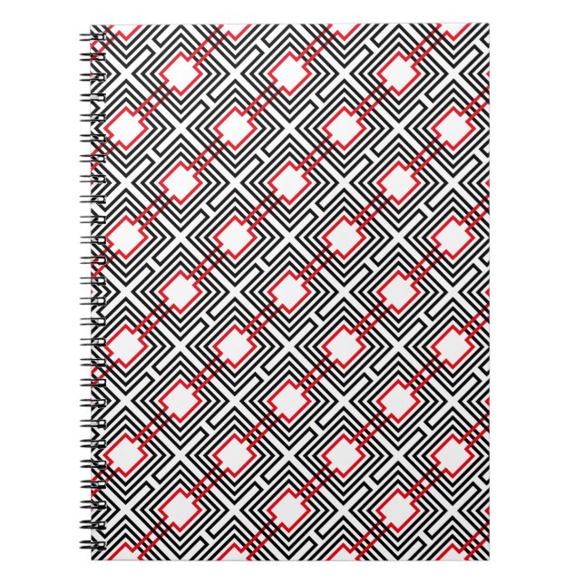 Black Red & White Geometric Notebook (Front)