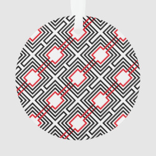 Black Red & White Geometric Ornament