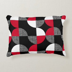 Black, red, white geometric plaid pattern. decorative cushion