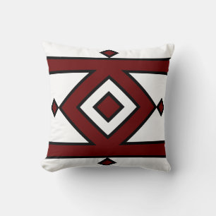 Black Red & White Geometric Shape Cushion