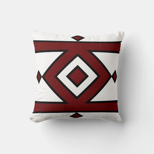 Black Red & White Geometric Shape Cushion (Front)