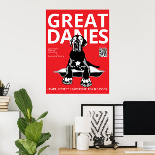 Black Red White Great Dane Trainer Poster