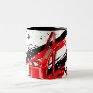 Black, Red & White Hot High Heels Two-Tone Coffee Mug