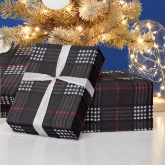 Black/Red/White Plaid Pattern Wrapping Paper