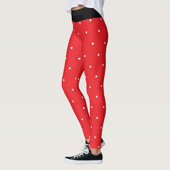 Black Red White Polka Dots Leggings (Left)