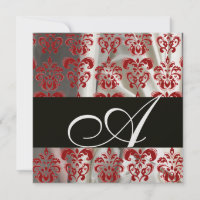 BLACK RED WHITE SILK DAMASK CLOTH MONOGRAM Ice