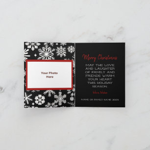 Black, Red & White Snowflake Photo Christmas Card
