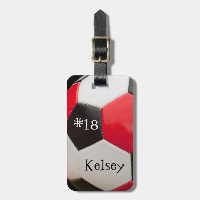 Black, Red & White, Soccer Bag Tag (Front Vertical)
