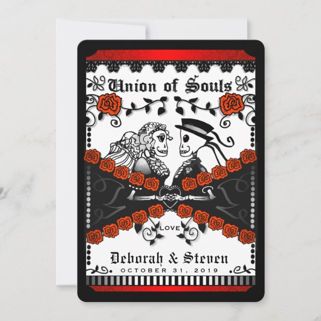 Black Red White Union of Souls Wed TOGETHER WITH Invitation (Front)
