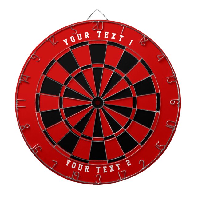 Black & Red | Wide-Spaced White Sports Font Red Dartboard (Front)