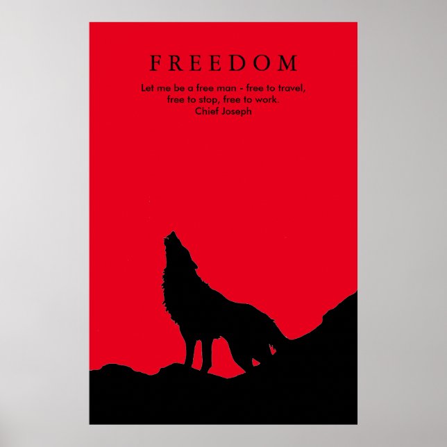 Black & Red Wolf Silhouette on a Hill Poster (Front)