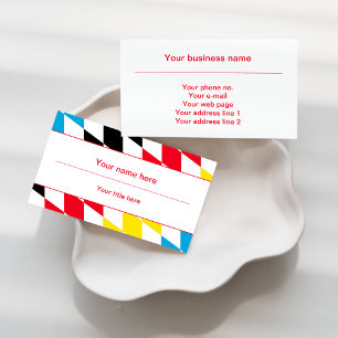 Black Red Yellow and Blue Bavarian Diamond Pattern Business Card