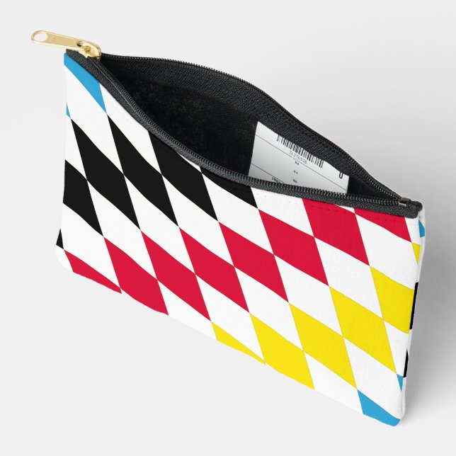 Black Red Yellow Blue Bavaria Diamond Flag Pattern Accessory Pouch (Open)