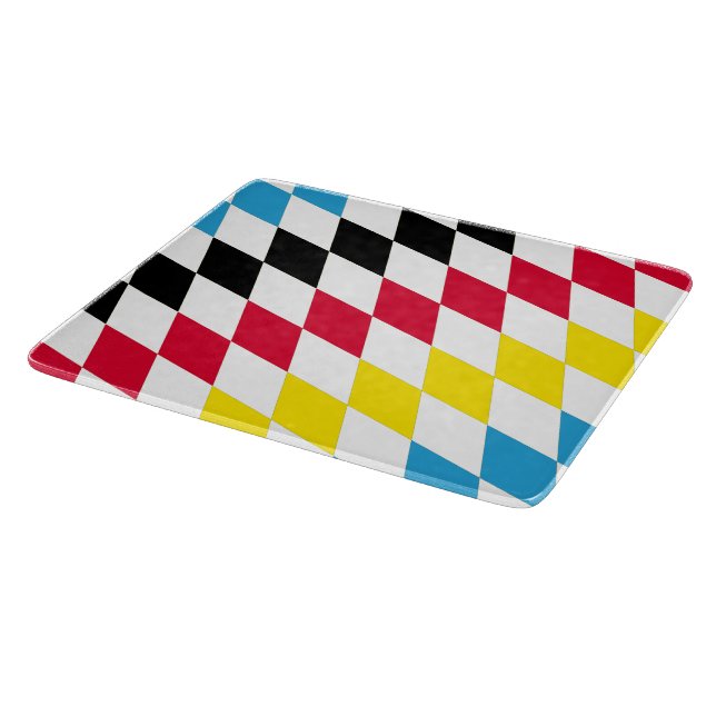 Black Red Yellow Blue Bavaria Diamond Flag Pattern Cutting Board (Corner)