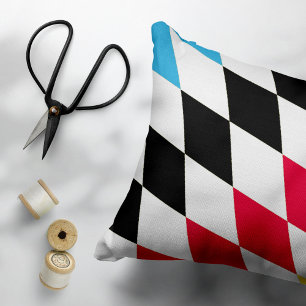 Black Red Yellow Blue Bavaria Diamond Flag Pattern Decorative Cushion