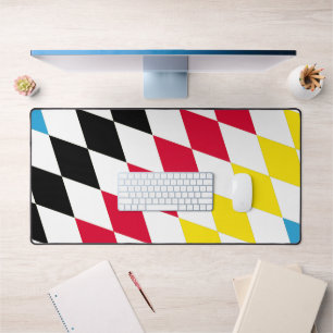Black Red Yellow Blue Bavaria Diamond Flag Pattern Desk Mat