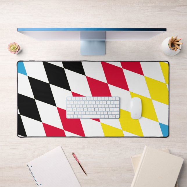 Black Red Yellow Blue Bavaria Diamond Flag Pattern Desk Mat (Office 1)