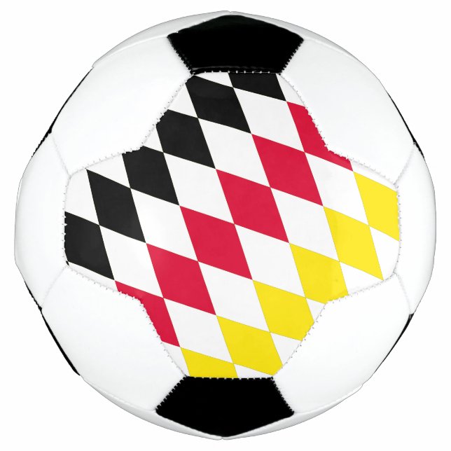 Black Red Yellow Blue Bavaria Diamond Flag Pattern Football (Front)