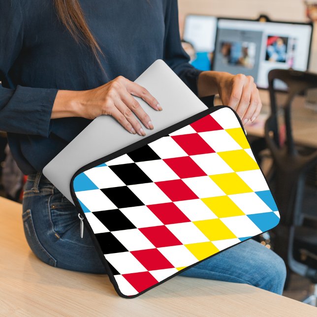 Black Red Yellow Blue Bavaria Diamond Flag Pattern Laptop Sleeve (Creator Uploaded)